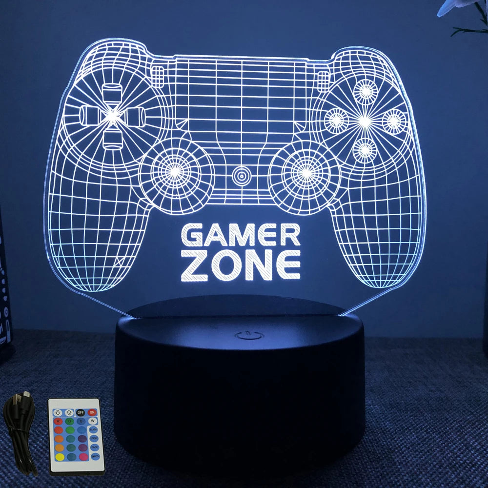 NEON GAMER 3D Lamp LED Night Light Gaming Setup RGB Children's Lamps Gamer Room Decoration Bedroom Table Lamp Personalized Gifts