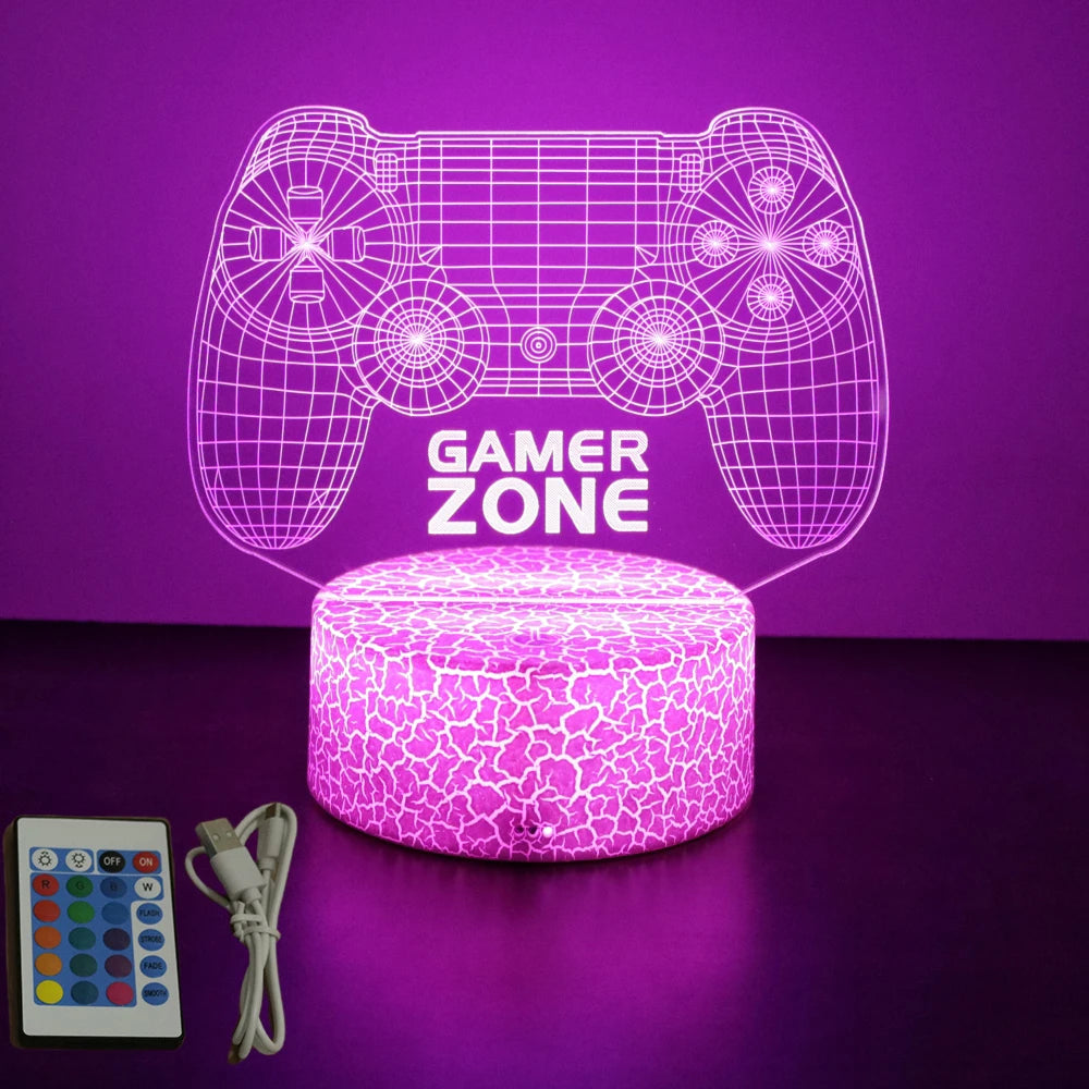 NEON GAMER 3D Lamp LED Night Light Gaming Setup RGB Children's Lamps Gamer Room Decoration Bedroom Table Lamp Personalized Gifts