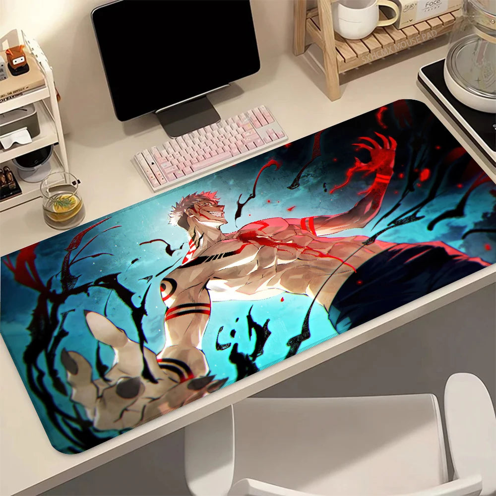 Anime J-Jujutsu K-Kaisen Sukuna XXL Large Desk Mat Mousepad Stitched Edges Waterproof Computer Laptop Gaming Office Desk Decor