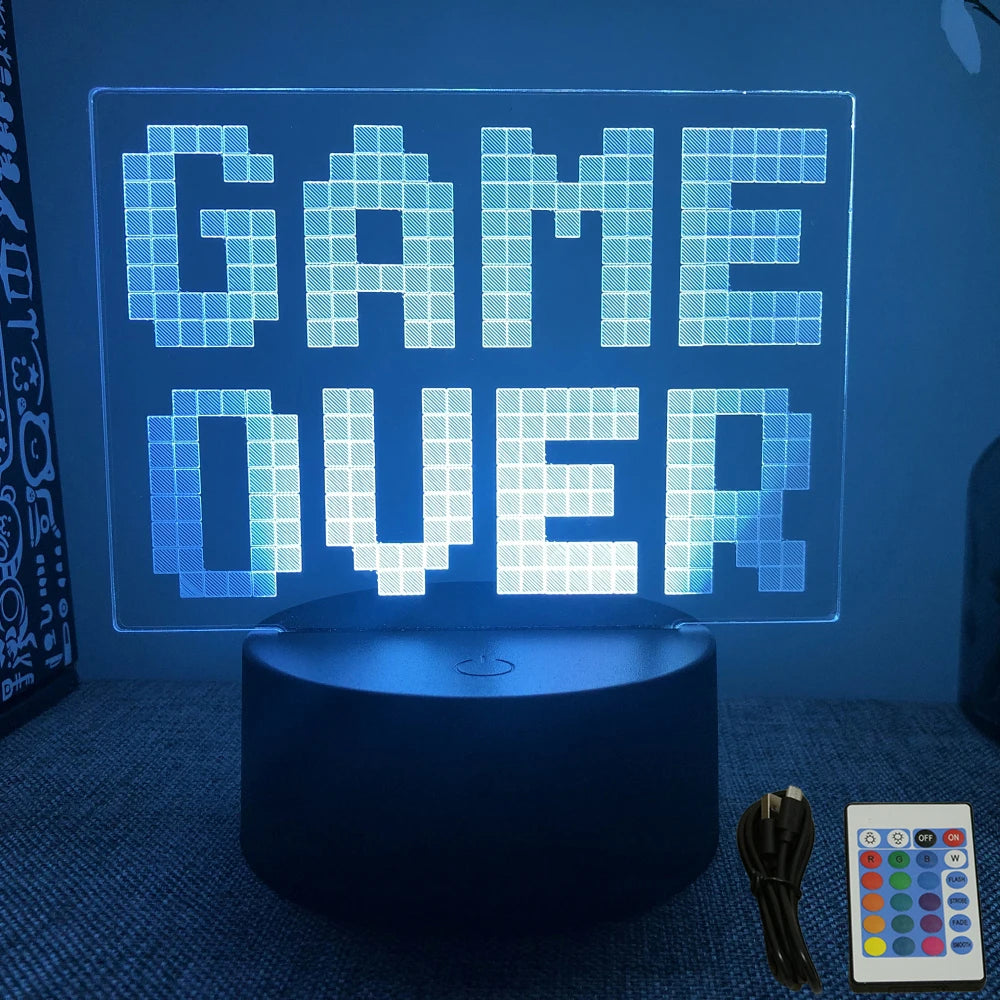 NEON GAMER 3D Lamp LED Night Light Gaming Setup RGB Children's Lamps Gamer Room Decoration Bedroom Table Lamp Personalized Gifts
