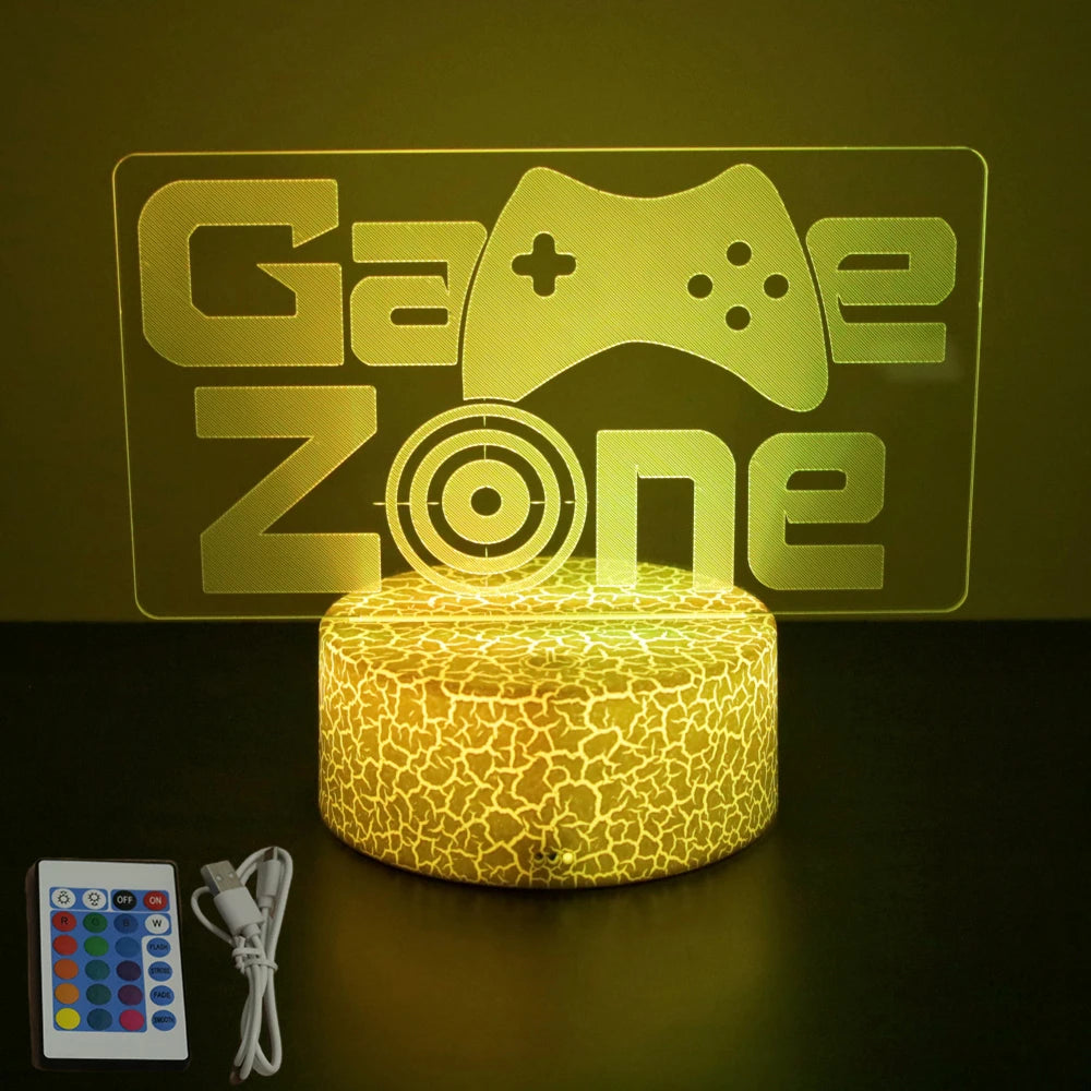 NEON GAMER 3D Lamp LED Night Light Gaming Setup RGB Children's Lamps Gamer Room Decoration Bedroom Table Lamp Personalized Gifts