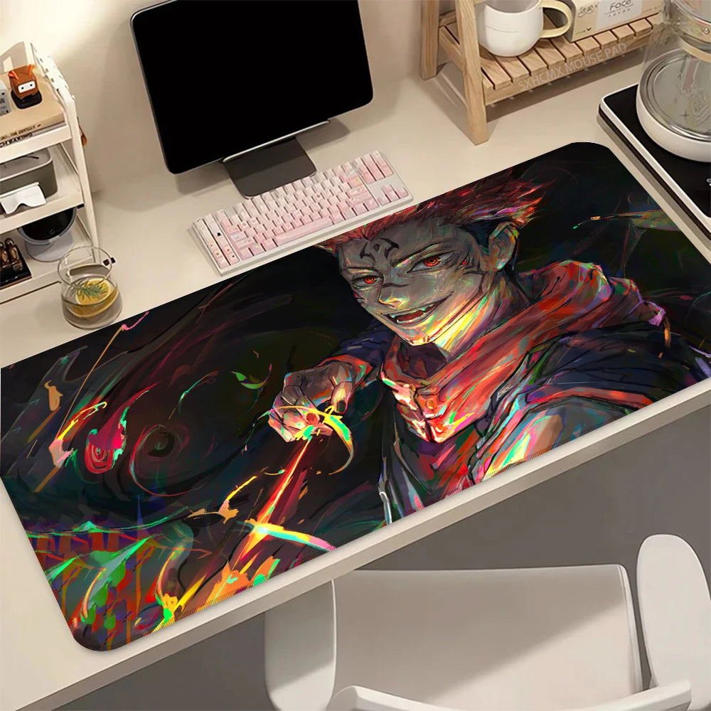 Anime J-Jujutsu K-Kaisen Sukuna XXL Large Desk Mat Mousepad Stitched Edges Waterproof Computer Laptop Gaming Office Desk Decor